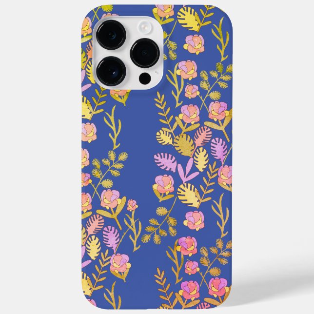 Sapphire Blue Floral Botanical Bliss Phone Case (Back)