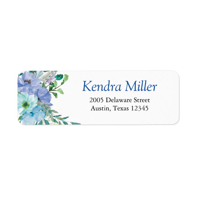 Sapphire Blue Floral Return Address (Front)