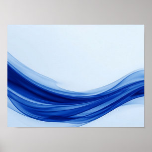Sapphire Blue Fluid Wave Abstract Poster