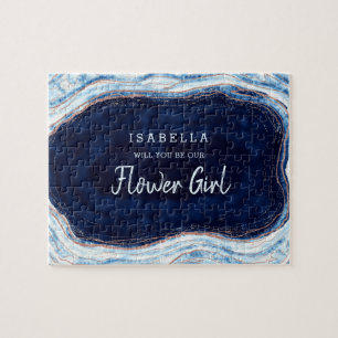 Sapphire Blue Geode Be Our Flower Girl Proposal Jigsaw Puzzle