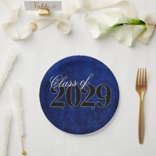 Sapphire Blue Graduation Cobalt Grunge Grad Year Paper Plate