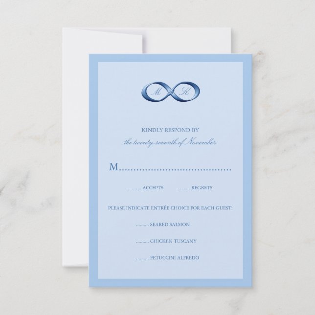 Sapphire Blue Infinity Hand Clasp Wedding RSVP (Front)