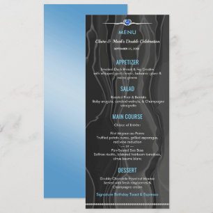 Sapphire Blue Joint Birthday Black Silk Banquet Menu