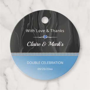 Sapphire Blue Joint Birthday Black Silk Gift Favour Tags