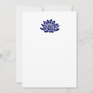 Sapphire Blue Lotus Flower Blank Invitation