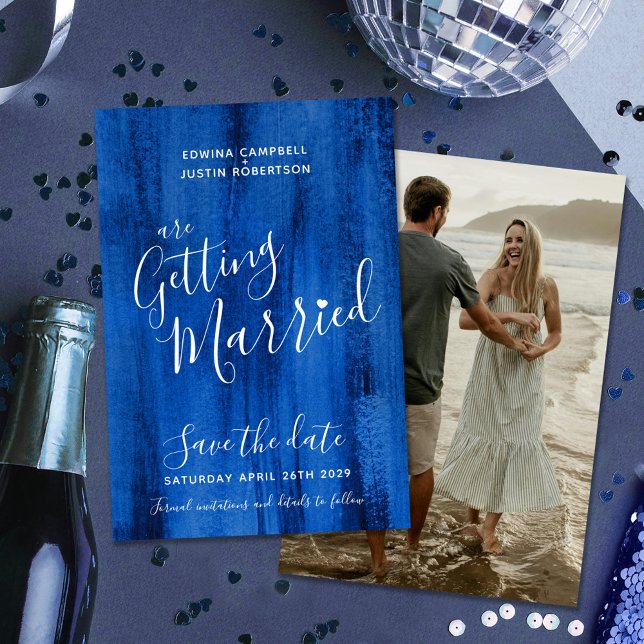 Sapphire blue modern art save the date cards (Creator Uploaded)