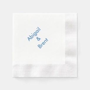 Sapphire Blue Modern Coined Wedding Cocktail Napkin