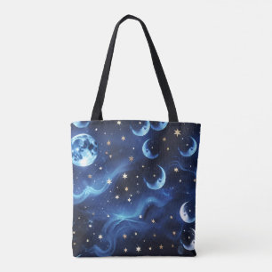 Sapphire Blue Moon Phases Tote Bag
