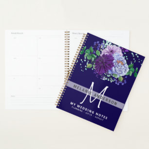 Sapphire Blue Purple Flowers Wedding Planning Planner