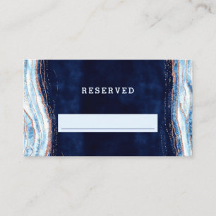 Sapphire Blue Rose Gold Reserved Seating Wedding Place Card