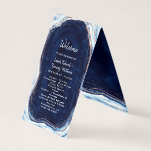 Sapphire Blue Rose Gold Wedding Ceremony Program