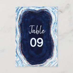 Sapphire Blue Rose Gold Wedding Table Numbers