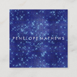 Sapphire Blue Sparkle Beauty Stylist Square Business Card