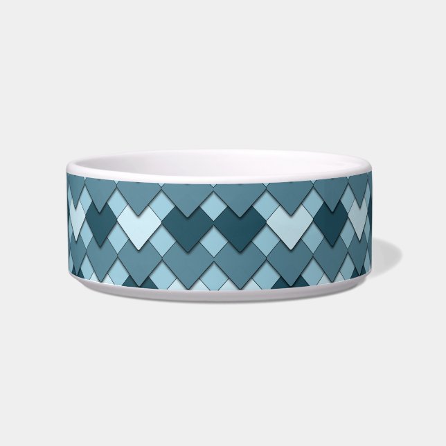 Sapphire Blue Square and Diamond Harlequin Pattern Bowl (Front)