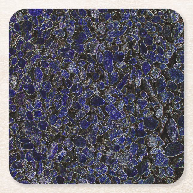 Sapphire Blue Stones with Glow Square Paper Coaster (Front)