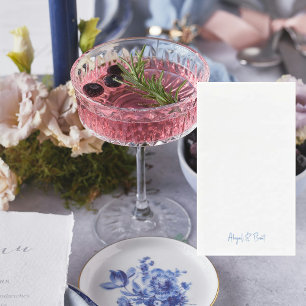 Sapphire Blue Text Personalised Wedding  Napkin