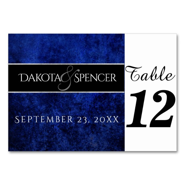 Sapphire Blue Velvet | Moody Jewel Tone Wedding Table Number (Front)