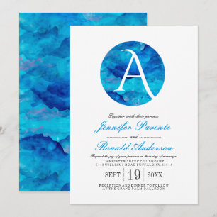 Sapphire Cloud Window Monogram Wedding Invitation