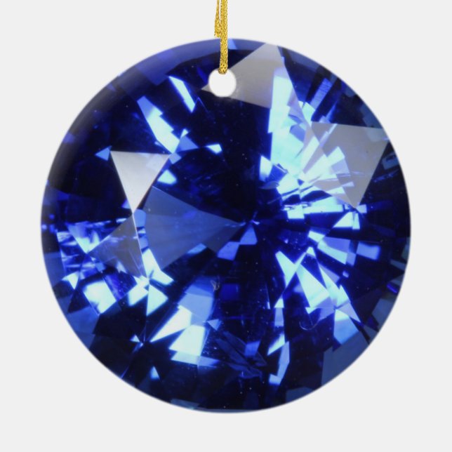 Sapphire Dark Blue Gemstone September Birthstone Ceramic Tree Decoration (Back)