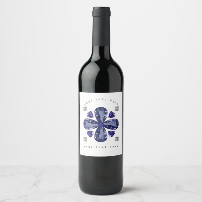 Sapphire Diamond Art, Blue Wine Label (Front)