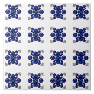 Sapphire Diamond Gemstone Art Blue Tile