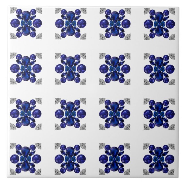 Sapphire Diamond Gemstone Art Blue Tile (Front)