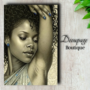 Sapphire Dreams Modern Art Deco Beauty Decoupage Tissue Paper