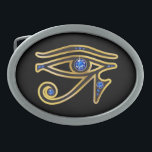 Sapphire Eye of Ra in Gold Belt Buckle<br><div class="desc">Beautiful and elegant "Eye of Ra" symbol from ancient Egypt, the symbol of their diety. Gold channels set with beautiful precious stones, perfect for any fan of Egyptian art. Change the background colour by going to Customise it, then Edit, then down to Background, where you can choose from many different...</div>