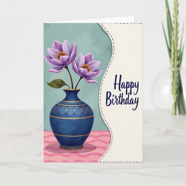 Sapphire Floral Birthday Card (Front)