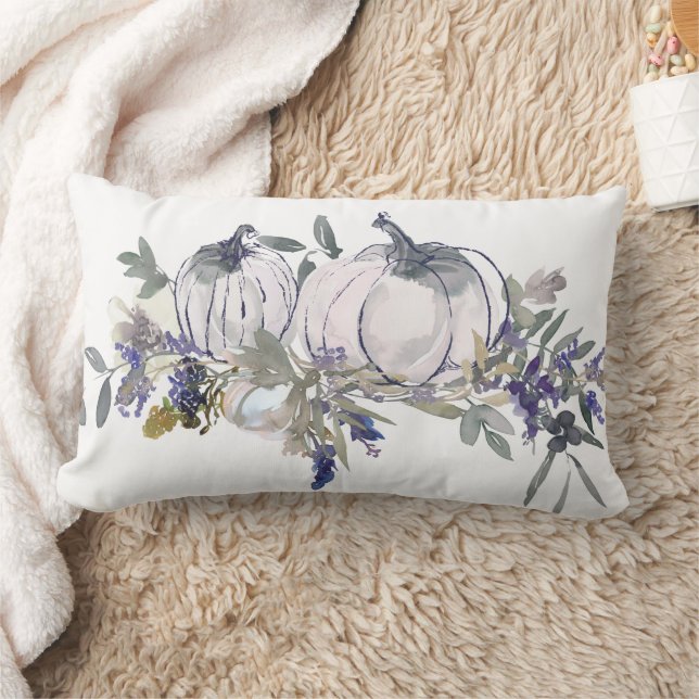 Sapphire Floral Pumpkin Add Name Purple Lumbar Cushion (Blanket)