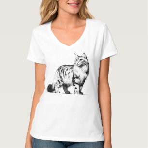 Sapphire Gaze Maine Coon Illustration T-Shirt