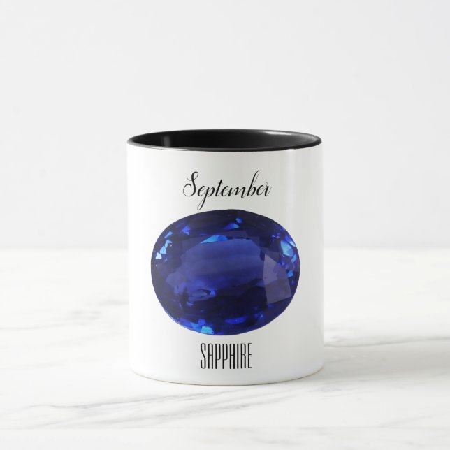 Sapphire Gem Blue Coffee Mug September Birthstone (Center)