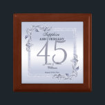 Sapphire Gem & Glitter 45th Wedding Anniversary  Gift Box<br><div class="desc">Glamourous and elegant posh 45th Sapphire Wedding Anniversary gift box with stylish sapphire blue gem stone jewels corner decorations and matching coloured glitter border frame. A romantic design for your celebration. All text, font and font colour is fully customisable to meet your requirements. If you would like help to customise...</div>