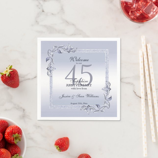 Sapphire Gem & Glitter 45th Wedding Anniversary    Napkin (Insitu)