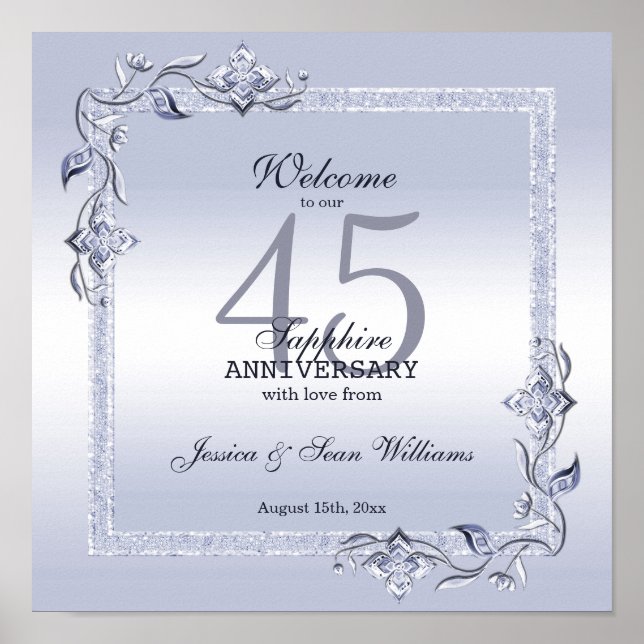 Sapphire Gem & Glitter 45th Wedding Anniversary    Poster (Front)