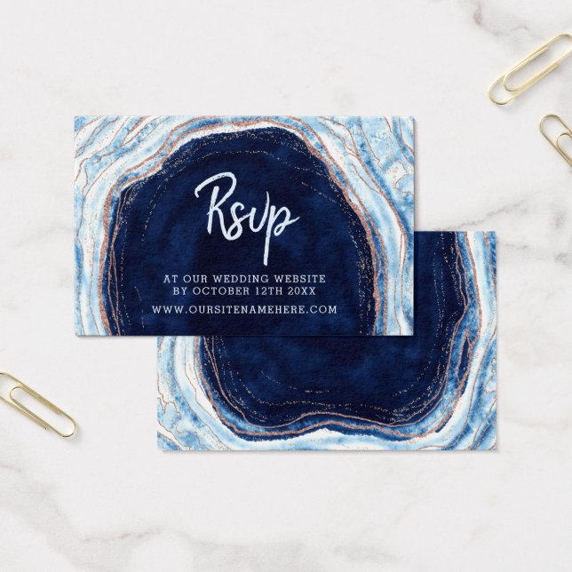 Sapphire Geode Agate Website RSVP Insert Cards (Office)