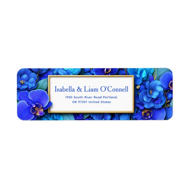 Sapphire Gilded Orchid Botanical Return Address (Front)