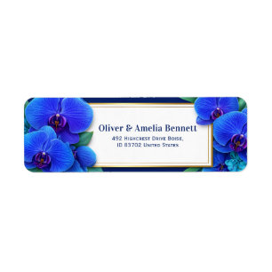 Sapphire Gilded Orchid Botanical Return Address