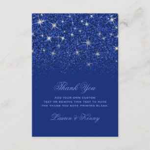 Sapphire Glitz Glitter Thank You Cards