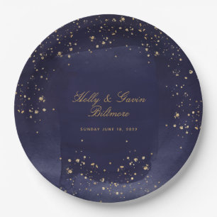 Sapphire & Gold Wedding 9 Inch Dinner Paper Plate