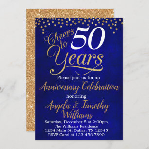 Sapphire Gold Wedding Anniversary Invitation