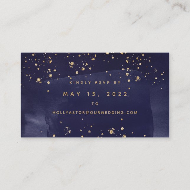 Sapphire & Gold Wedding Online RSVP Card (Front)
