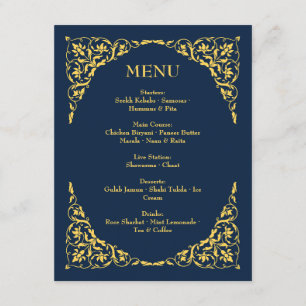 Sapphire Grace Royal Blue and Gold Wedding Menu