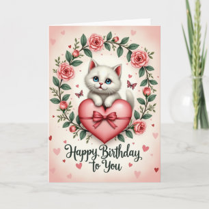 Sapphire Kitten Birthday Card