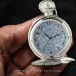 Sapphire Leaf  Pocket Watch<br><div class="desc">Graphic design,  of Floral leaves,  outlined in,  glass-paned,  textured pattern-displayed in colours of,  violet-blue,  blue-grey,  black,  and white.</div>