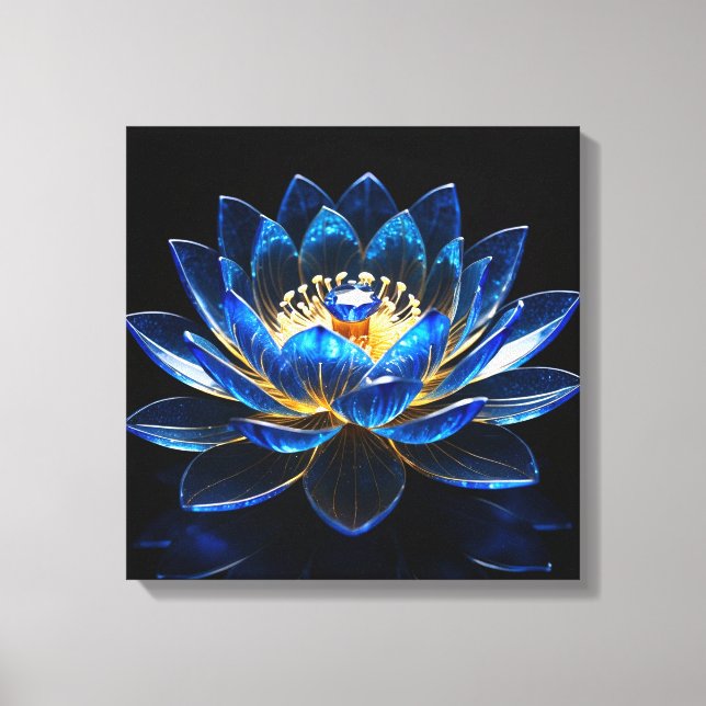 Sapphire Lotus Blossom Canvas Print (Front)