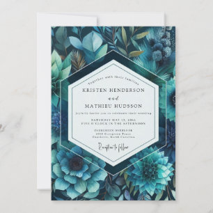 Sapphire Lush Flora Wedding Invitation