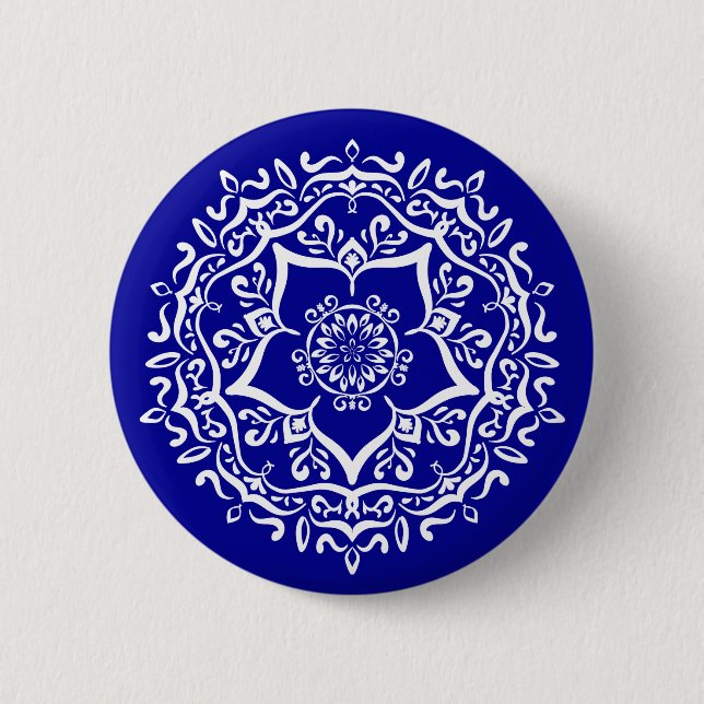 Sapphire Mandala 6 Cm Round Badge (Front)
