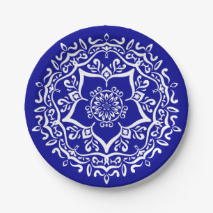 Sapphire Mandala Paper Plate