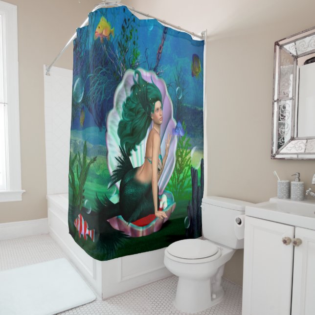 Sapphire Mermaid Shower Curtain (In Situ)